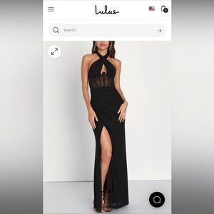 Black Mesh Cross-Front Halter Maxi Dres - Lulus - Size Large - Worn Once!